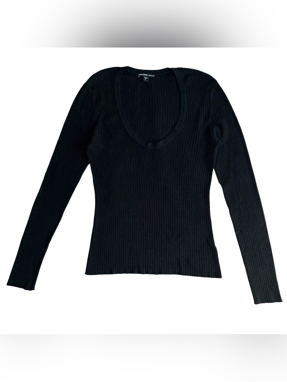 James Perse Los Angeles Women's Black Linen Blend Long Sleeve Knit Top Size 3 L
